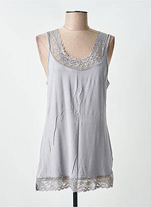 Top tissage jersey sans manche gris CREAM femme