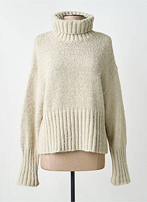 Pull col roulé stretch manches longues beige TIFFOSI femme