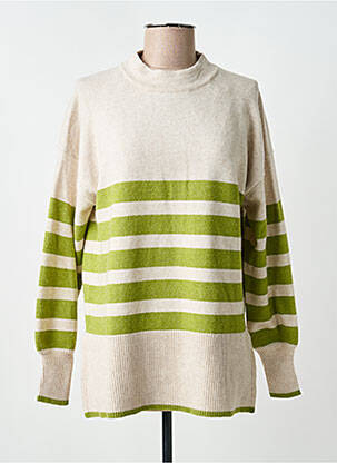 Pull tissage chiné manches longues vert FRANSA femme