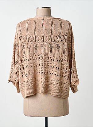 Pull maille ajourée manches 3/4 marron TIFFOSI femme