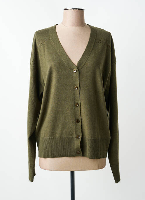 Gilet manches longues resserrée sur le bas vert FREEMAN T.PORTER femme