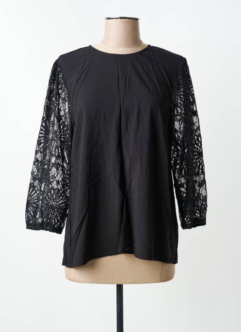 Top col rond manches 3/4 noir KAFFE femme