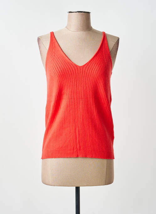 Top stretch fines bretelles rouge CREAM femme