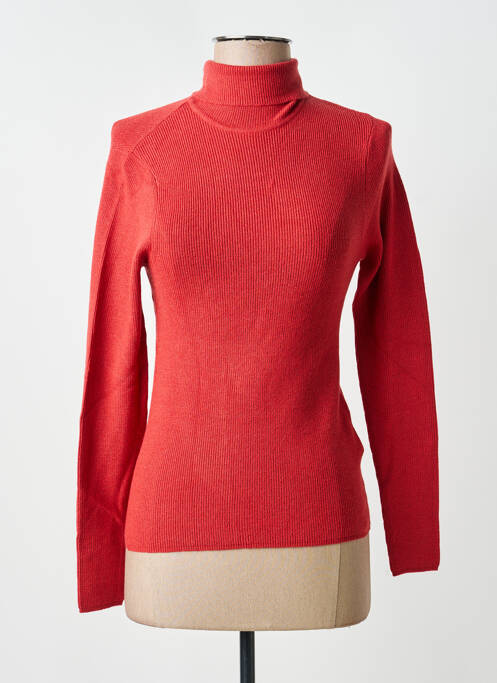 Pull col roulé maille souple et aérée manches longues orange TIFFOSI femme