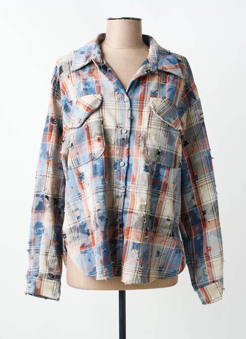 Chemisier coupe droite manches longues bleu JOHANNA PARIS femme