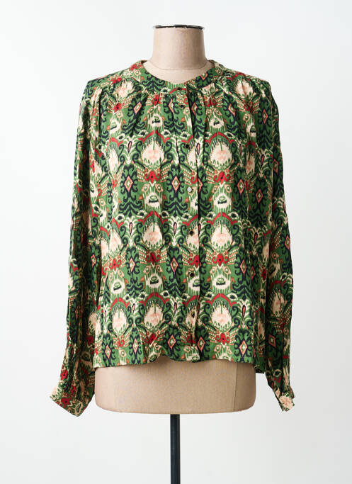 Chemisier coupe cintrée manches longues vert C'EST BEAU LA VIE femme