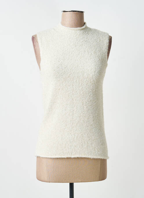 Pull coupe cintrée sans manche beige GARCIA femme