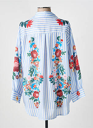 Tunique manches longues col chemisier bleu APRIL VINTAGE femme