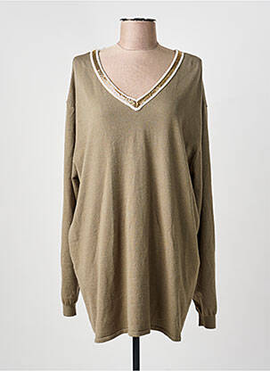 Pull tunique stretch manches longues vert PIMENT ROUGE femme