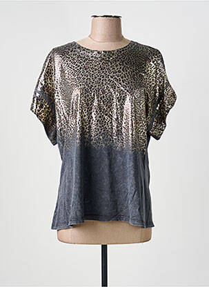 Top stretch manches courtes gris ADILYNN femme