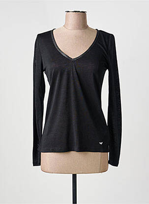 T-shirt col v manches longues noir LES P'TITES BOMBES femme