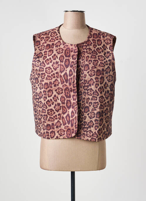 Gilet sans manche coupe droite marron JOYNA femme