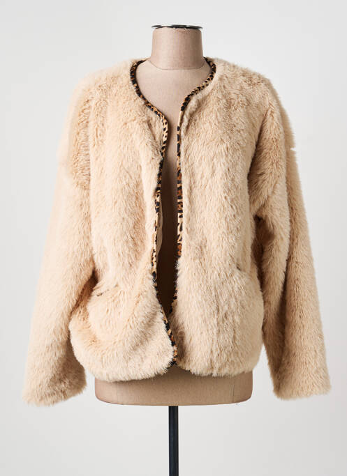 Manteau court poches sans capuche beige ANDROMEDE femme