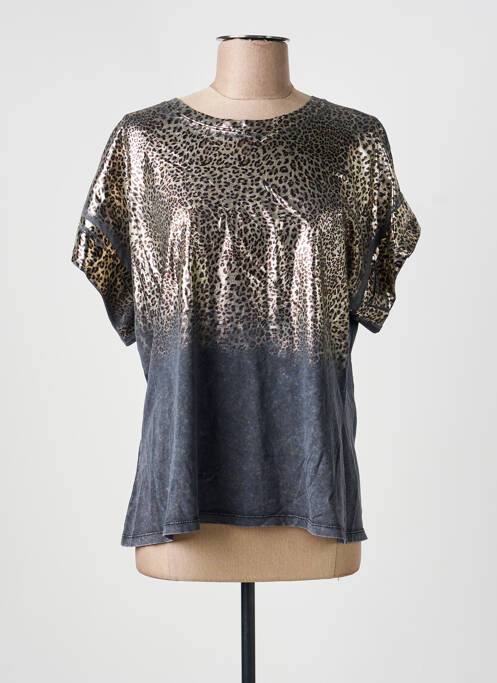 Top stretch manches courtes gris ADILYNN femme