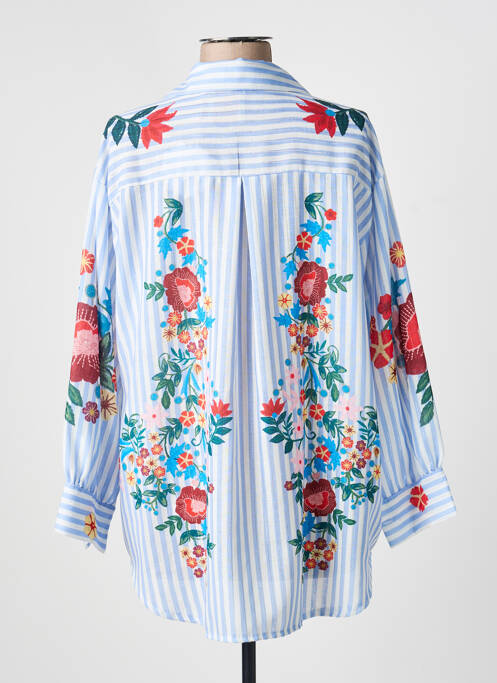 Tunique manches longues col chemisier bleu APRIL VINTAGE femme