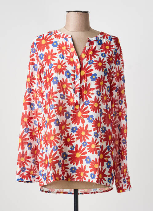 Tunique manches longues tissage crêpe rouge FREDA femme