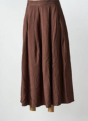 Jupe longue fermeture zip latéral marron EXQUISS'S femme