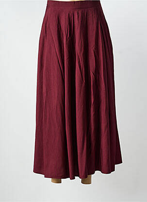 Jupe longue fermeture zip latéral rouge EXQUISS'S femme