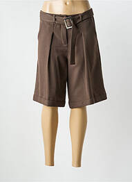 Bermuda tissage popeline taille normale marron GARCONNE femme