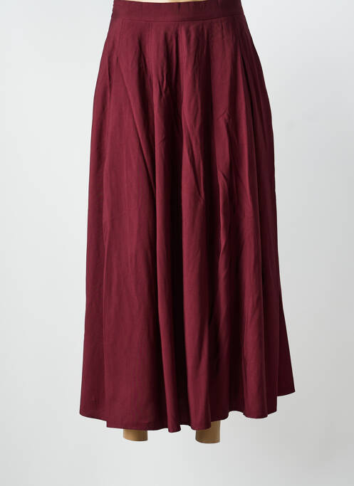 Jupe longue fermeture zip latéral rouge EXQUISS'S femme