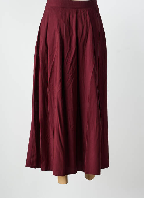 Jupe longue fermeture zip latéral rouge EXQUISS'S femme