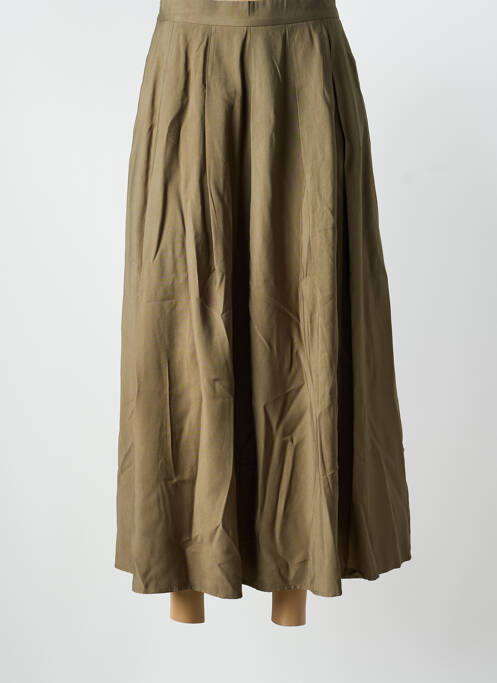Jupe longue fermeture zip latéral vert EXQUISS'S femme