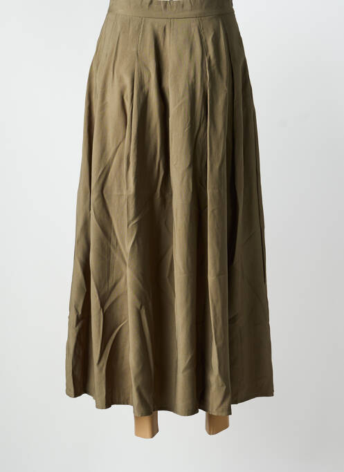 Jupe longue fermeture zip latéral vert EXQUISS'S femme