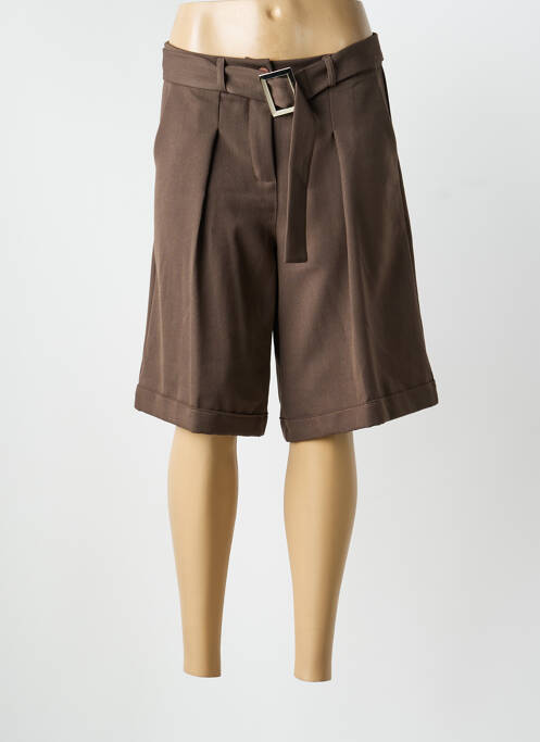 Bermuda tissage popeline taille normale marron GARCONNE femme