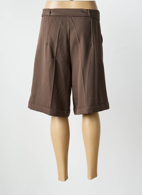 Bermuda tissage popeline taille normale marron GARCONNE femme