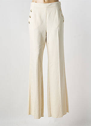 Pantalon large fermeture zip latéral taille normale beige MARELLA femme