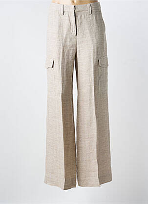 Pantalon large fermeture zippée sous rabat avec crochet taille normale marron MARELLA femme