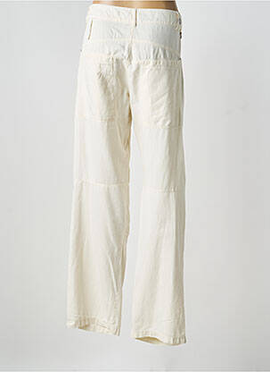 Pantalon droit fermeture zippée sous rabat boutonné taille normale beige HIGH femme