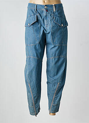 Pantalon 7/8 fermeture zippée sous rabat boutonné taille normale bleu HIGH femme