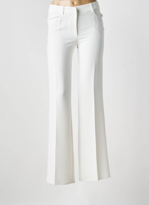 Pantalon flare fermeture zippée sous rabat avec crochet taille normale blanc BARBARA BUI femme