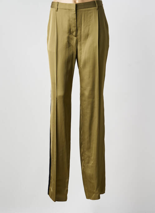 Pantalon droit fermeture zippée sous rabat avec crochet taille normale vert BARBARA BUI femme