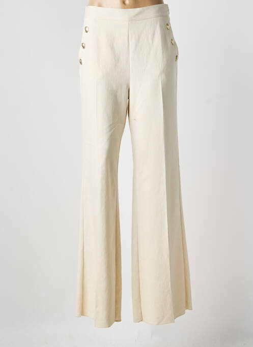 Pantalon large fermeture zip latéral taille normale beige MARELLA femme