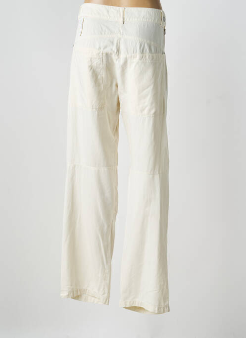 Pantalon droit fermeture zippée sous rabat boutonné taille normale beige HIGH femme