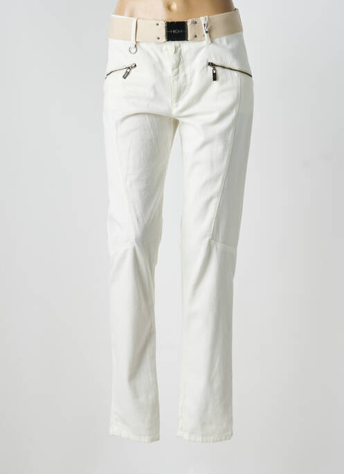 Pantalon droit stretch taille normale blanc HIGH femme