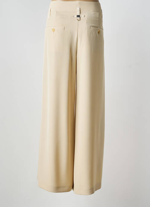 Pantalon large fermeture zippée sous rabat boutonné taille normale beige HIGH femme
