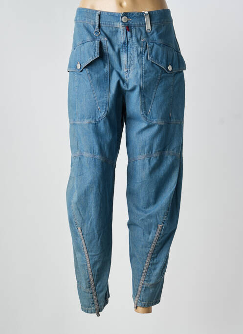 Pantalon 7/8 fermeture zippée sous rabat boutonné taille normale bleu HIGH femme