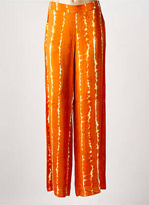 Pantalon large fermeture zip latéral taille haute orange LIVIANA CONTI femme