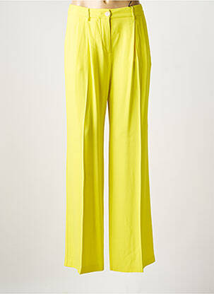 Pantalon large fermeture zippée sous rabat boutonné taille haute jaune LIVIANA CONTI femme