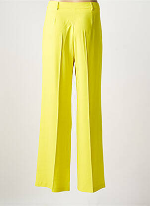 Pantalon large fermeture zippée sous rabat boutonné taille haute jaune LIVIANA CONTI femme