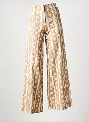 Pantalon large fermeture zippée sous rabat boutonné taille haute beige LIVIANA CONTI femme