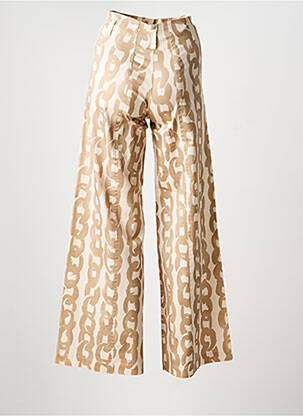 Pantalon large tissage popeline taille haute beige LIVIANA CONTI femme