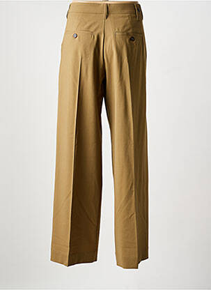 Pantalon large fermeture zippée sous rabat boutonné taille haute marron HIGH femme