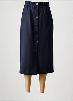 Jupe longue coupe droite bleu HIGH femme