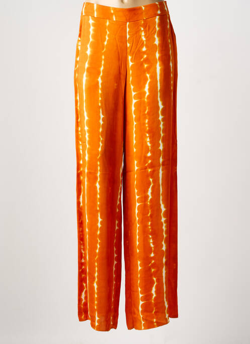 Pantalon large fermeture zip latéral taille haute orange LIVIANA CONTI femme
