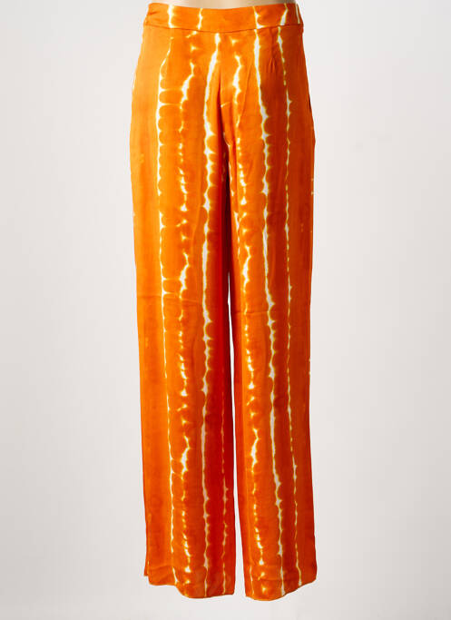 Pantalon large fermeture zip latéral taille haute orange LIVIANA CONTI femme