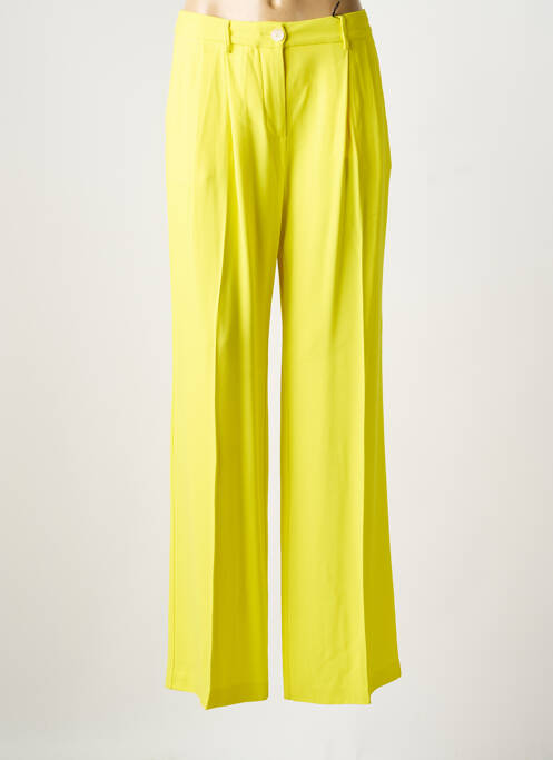Pantalon large fermeture zippée sous rabat boutonné taille haute jaune LIVIANA CONTI femme